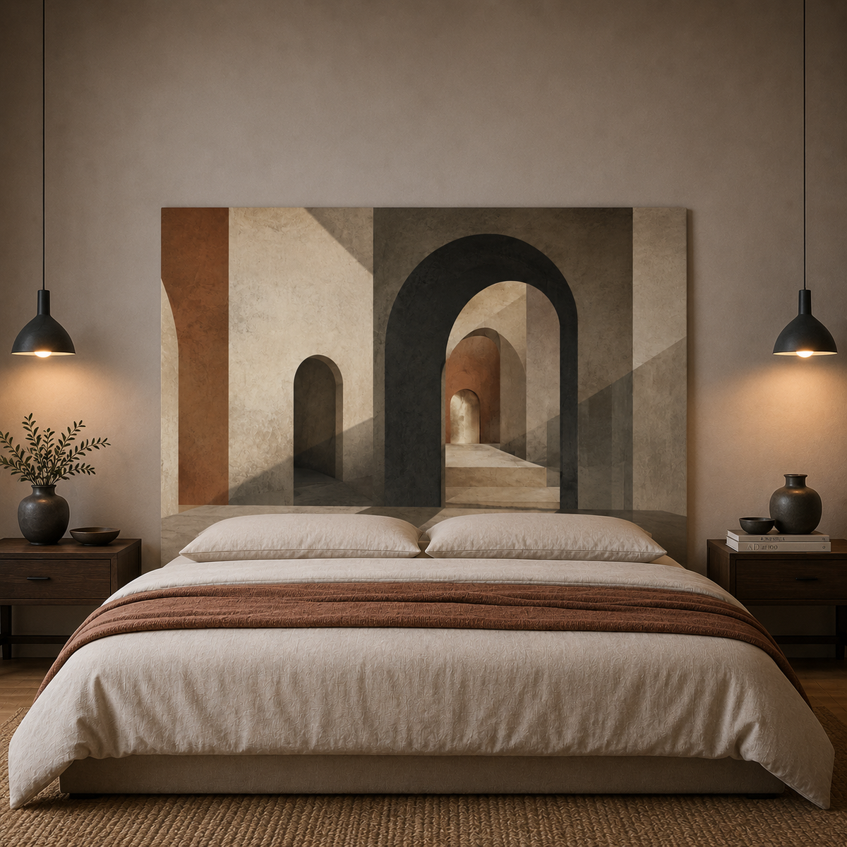Archway Abstract backdrop in a bedroom