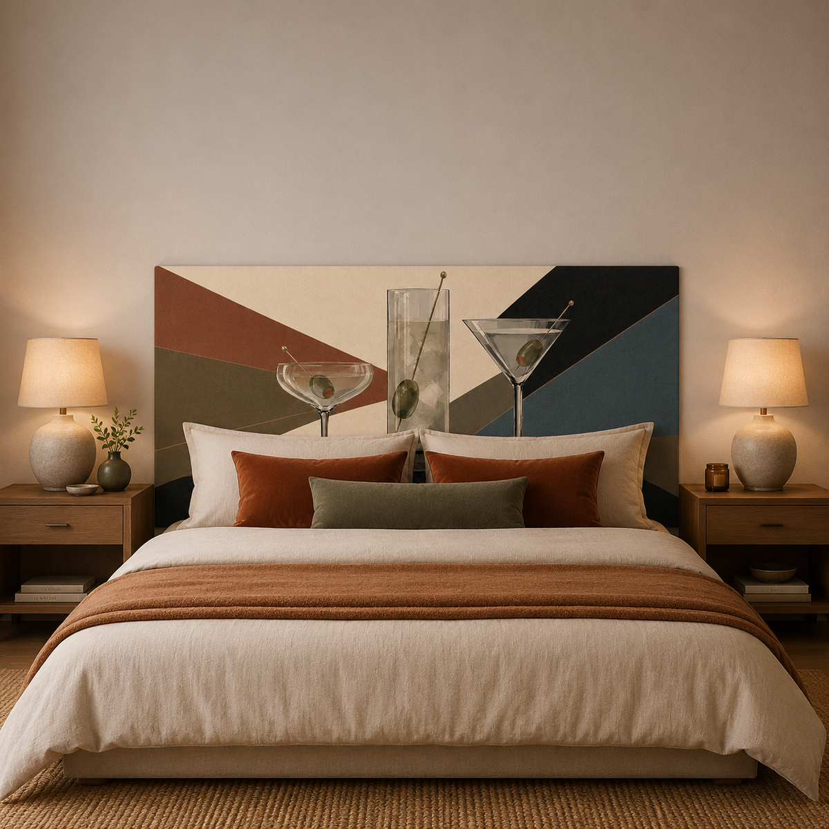Martini backdrop in a bedroom
