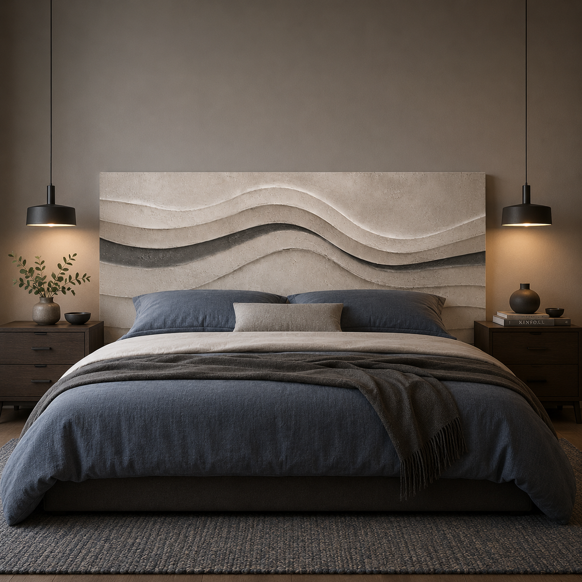 Natural Waves backdrop in a bedroom