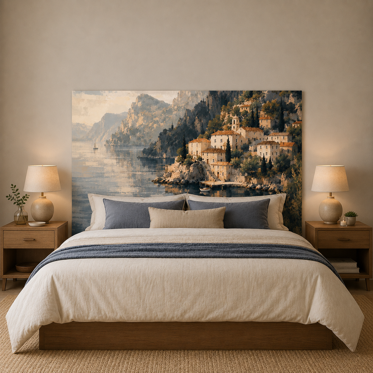 Tuscan Cliffside backdrop in a bedroom