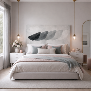 Grey Stones backdrop in a bedroom