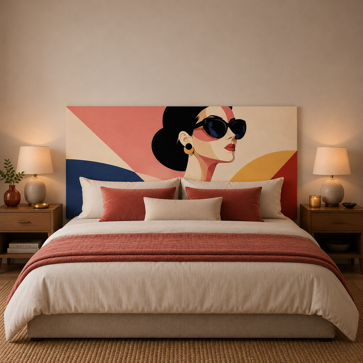 Sunglasses Woman backdrop in a bedroom